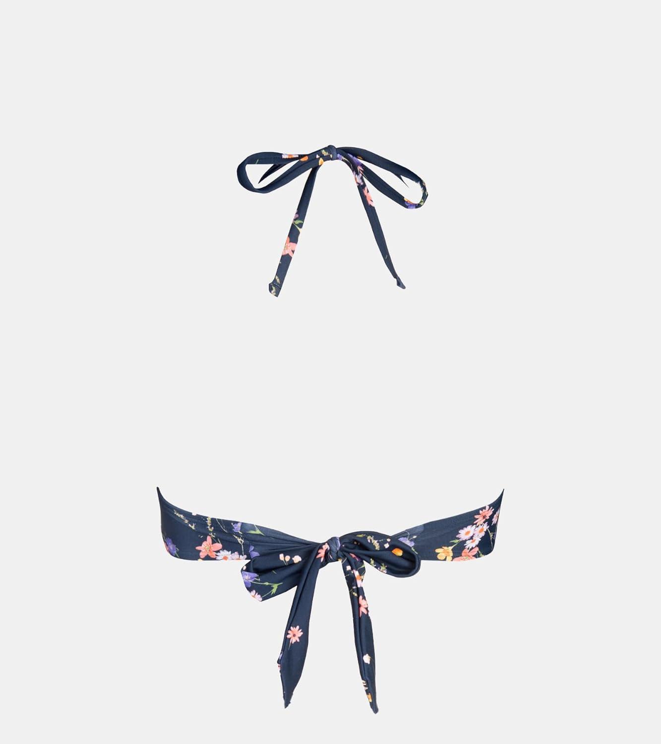 imageCUPSHE Womens Bikini Top Swimsuit Bandeau Top Back Tie with Removable Shoulder StrapsNavy Floral