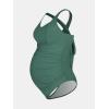 CUPSHE Maternity One Piece Swimsuit Scoop Neck Pregnancy Bathing Suit for Women Wide Straps Criss Cross Back Tie Ribbed(Green)