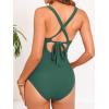 CUPSHE Maternity One Piece Swimsuit Scoop Neck Pregnancy Bathing Suit for Women Wide Straps Criss Cross Back Tie Ribbed(Green)