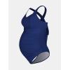 CUPSHE Maternity One Piece Swimsuit Scoop Neck Pregnancy Bathing Suit for Women Wide Straps Criss Cross Back Tie Ribbed(Navy)