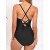CUPSHE Maternity One Piece Swimsuit Scoop Neck Women’s Bathing Suit Scalloped Lace up Back Criss Cross Tie Pregnancy(Black)