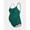 CUPSHE Maternity One Piece Swimsuit Scoop Neck Women’s Bathing Suit Scalloped Lace up Back Criss Cross Tie Pregnancy(Green)