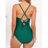 CUPSHE Maternity One Piece Swimsuit Scoop Neck Women’s Bathing Suit Scalloped Lace up Back Criss Cross Tie Pregnancy(Green)