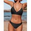 CUPSHE Women Bikini Set Solid Color Sexy Triangle Two Piece Swimsuit(Black)