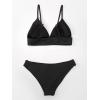 CUPSHE Women Bikini Set Solid Color Sexy Triangle Two Piece Swimsuit(Black)