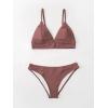 CUPSHE Women Bikini Set Solid Color Sexy Triangle Two Piece Swimsuit(Brick Red)
