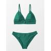 CUPSHE Women Bikini Set Solid Color Sexy Triangle Two Piece Swimsuit(Grass Green)