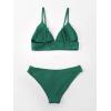 CUPSHE Women Bikini Set Solid Color Sexy Triangle Two Piece Swimsuit(Grass Green)