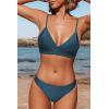 CUPSHE Women Bikini Set Solid Color Sexy Triangle Two Piece Swimsuit(Navy)