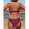 CUPSHE Women Bikini Set Solid Color Sexy Triangle Two Piece Swimsuit(Purple)