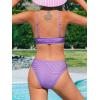 CUPSHE Women Bikini Set Solid Color Sexy Triangle Two Piece Swimsuit(Purple Striped)