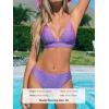 CUPSHE Women Bikini Set Solid Color Sexy Triangle Two Piece Swimsuit(Purple Striped)