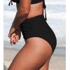 CUPSHE Women Swimsuit Bikini Bottom High Waisted Full Coverage Tummy Control Bathing Suit(Black)