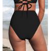 CUPSHE Women Swimsuit Bikini Bottom High Waisted Full Coverage Tummy Control Bathing Suit(Black)