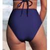 CUPSHE Women Swimsuit Bikini Bottom High Waisted Full Coverage Tummy Control Bathing Suit(Navy Blue)