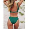 CUPSHE Women Swimsuit Bikini Set Two Piece Ribbed Texture Side Cutout Tank Top Mid Rise Bathing Suit(Castleton Green)