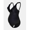CUPSHE Women Swimsuit Maternity One Piece Bathing Suit Deep V Neck Ruffle Back Tie Ruching Adjustable Straps Swimwear(Black)