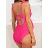 CUPSHE Women Swimsuit Maternity One Piece Bathing Suit Deep V Neck Ruffle Back Tie Ruching Adjustable Straps Swimwear(Bright Pink)