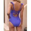 CUPSHE Women Swimsuit Maternity One Piece Bathing Suit Deep V Neck Ruffle Back Tie Ruching Adjustable Straps Swimwear(Electric Blue)