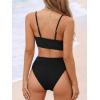 CUPSHE Women’s Bikini Set Two Piece Swimsuits High Waisted Scoop Neck Spaghetti Adjustable Straps Textured(Black)