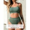 CUPSHE Women’s Bikini Set Two Piece Swimsuits High Waisted Scoop Neck Spaghetti Adjustable Straps Textured(Olive Green)