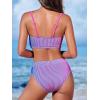 CUPSHE Women’s Bikini Set Two Piece Swimsuits High Waisted Scoop Neck Spaghetti Adjustable Straps Textured(Purple/Magenta)