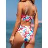 CUPSHE Women’s Bikini Set Two Piece Swimsuits High Waisted Scoop Neck Spaghetti Adjustable Straps Textured(Red/Blue Floral)