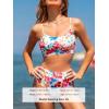 CUPSHE Women’s Bikini Set Two Piece Swimsuits High Waisted Scoop Neck Spaghetti Adjustable Straps Textured(Red/Blue Floral)