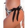 CUPSHE Women’s Bikini Set Two Piece Swimsuits V Neck Halter Strap Back Hook Bathing Suit Mid Rise Side Tie Swimwear(Black/Beige Stripe)