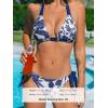 CUPSHE Women’s Bikini Set Two Piece Swimsuits V Neck Halter Strap Back Hook Bathing Suit Mid Rise Side Tie Swimwear(Navy Blue/Floral)