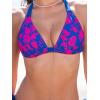 CUPSHE Women’s Bikini Set Two Piece Swimsuits V Neck Halter Strap Back Hook Bathing Suit Mid Rise Side Tie Swimwear(Purple/Magenta Floral)