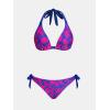 CUPSHE Women’s Bikini Set Two Piece Swimsuits V Neck Halter Strap Back Hook Bathing Suit Mid Rise Side Tie Swimwear(Purple/Magenta Floral)
