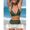 CUPSHE Women’s Bikini Sets High Waisted Swimsuit Deep V Neck Crisscross Back Tie Stitching Ruched Full Coverage(Olive Green)