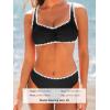 CUPSHE Women’s Bikini Sets Sweetheart Neck Adjustable Wide Straps Swimsuit Stitching Bathing Suit Mid Rise(Black)