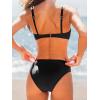 CUPSHE Women’s Bikini Sets Sweetheart Neck Adjustable Wide Straps Swimsuit Stitching Bathing Suit Mid Rise(Black)