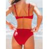 CUPSHE Women’s Bikini Sets Sweetheart Neck Adjustable Wide Straps Swimsuit Stitching Bathing Suit Mid Rise(Red)