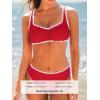 CUPSHE Women’s Bikini Sets Sweetheart Neck Adjustable Wide Straps Swimsuit Stitching Bathing Suit Mid Rise(Red)