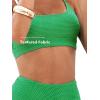 CUPSHE Women’s Bikini Sets Two Piece Bathing Suit High Waisted Ribbed Texture Widen Trim(Green)