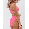 CUPSHE Women’s Bikini Sets Two Piece Bathing Suit High Waisted Ribbed Texture Widen Trim(Pink)