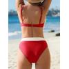 CUPSHE Women’s Bikini Sets Two Piece Bathing Suit High Waisted Underwire Wide Adjustable Straps Color Block Back Hook(Red/White)