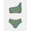 CUPSHE Women’s Bikini Sets Two Piece Bathing Suit One Shoulder Scalloped Wide Strap Back Hook(Eucalyptus Green)
