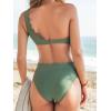 CUPSHE Women’s Bikini Sets Two Piece Bathing Suit One Shoulder Scalloped Wide Strap Back Hook(Eucalyptus Green)