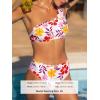 CUPSHE Women’s Bikini Sets Two Piece Bathing Suit One Shoulder Scalloped Wide Strap Back Hook(Light Pink/Floral)