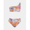 CUPSHE Women’s Bikini Sets Two Piece Bathing Suit One Shoulder Scalloped Wide Strap Back Hook(White/Pink Floral)