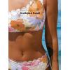 CUPSHE Women’s Bikini Sets Two Piece Bathing Suit One Shoulder Scalloped Wide Strap Back Hook(White/Pink Floral)