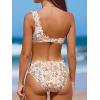 CUPSHE Women’s Bikini Sets Two Piece Bathing Suit One Shoulder Scalloped Wide Strap Back Hook(Yellow/Orange Floral)