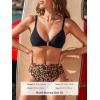 CUPSHE Women’s Bikini Sets Two Piece Swimsuit Bathing Suits High Waisted V Neck Ruching Adjustable Straps Back Hook(Black/Brown Leopard)