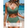 CUPSHE Women’s Bikini Sets Two Piece Swimsuit High Waisted V Neck Twist Front Adjustable Spaghetti Straps Bathing Suit(Army Green)