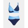 CUPSHE Women’s Bikini Sets Two Piece Swimsuit High Waisted V Neck Twist Front Adjustable Spaghetti Straps Bathing Suit(Baby Blue/Navy Blue)