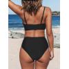 CUPSHE Women’s Bikini Sets Two Piece Swimsuit High Waisted V Neck Twist Front Adjustable Spaghetti Straps Bathing Suit(Black)